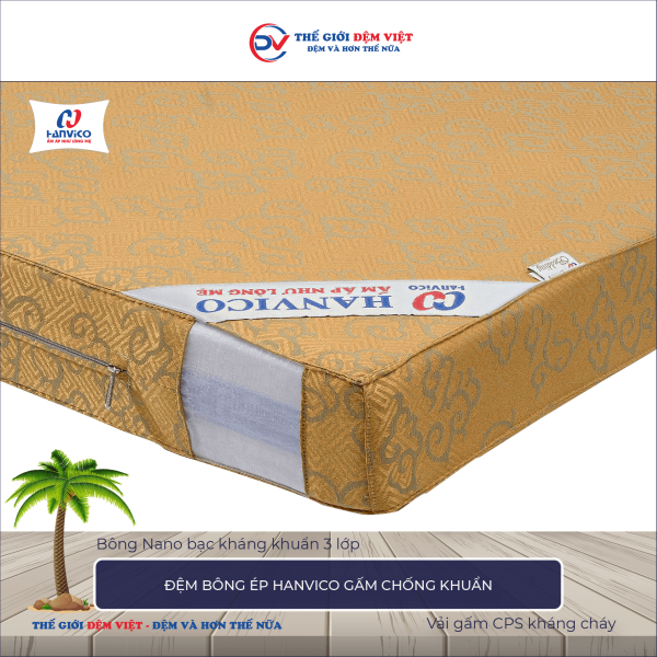 Đệm bông ép Hanvico gấm chống khuẩn 3